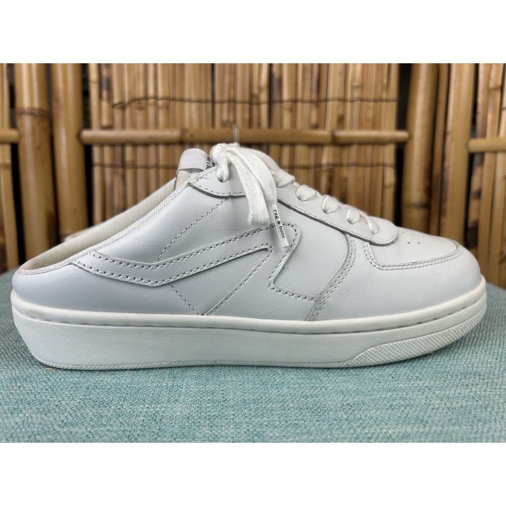 Rag‎ & Bone Retro Court Mules Shoes - White Leather - Size 6.5 - Picture 5 of 11